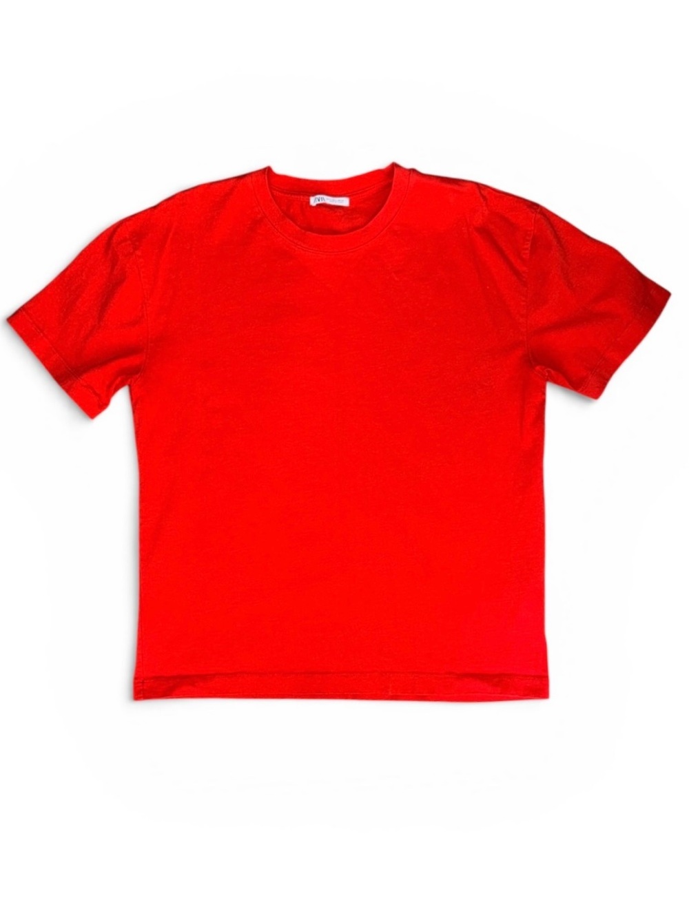 Zara Men's Classic Red Heavy Weight Cotton Tee -
